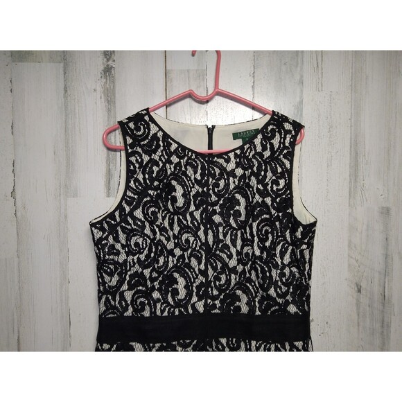 Ralph Lauren Black Lace Overlay Dress Size 16 - Picture 2 of 10